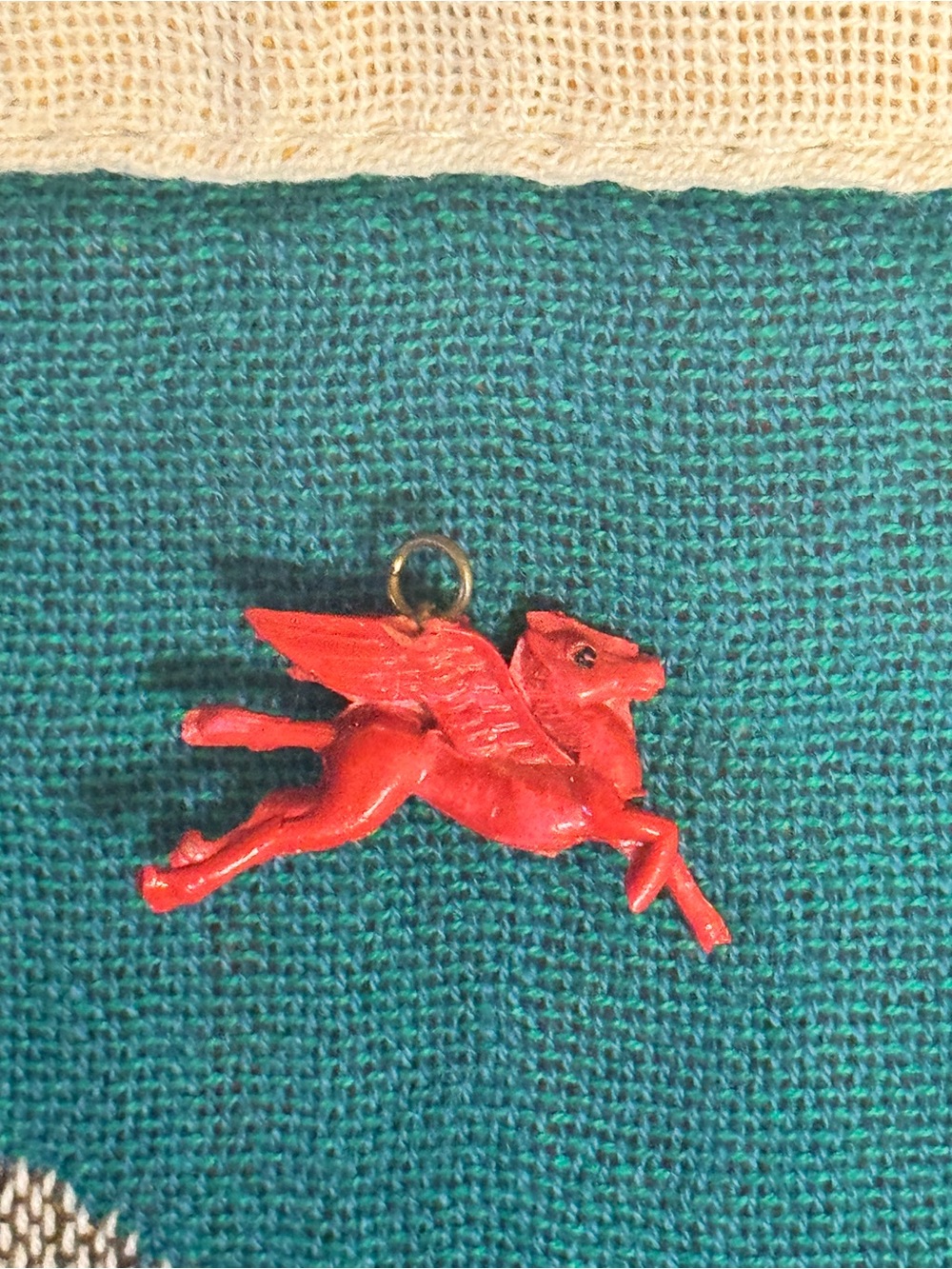 Cracker Jack 40s Mobil Oil Flying Red Horse Pegasus Celluloid Charm Stamp Japan